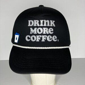 Dutch Bros Drink More Coffee Adjustable Hat Cap Black With Cup Shaped Pin